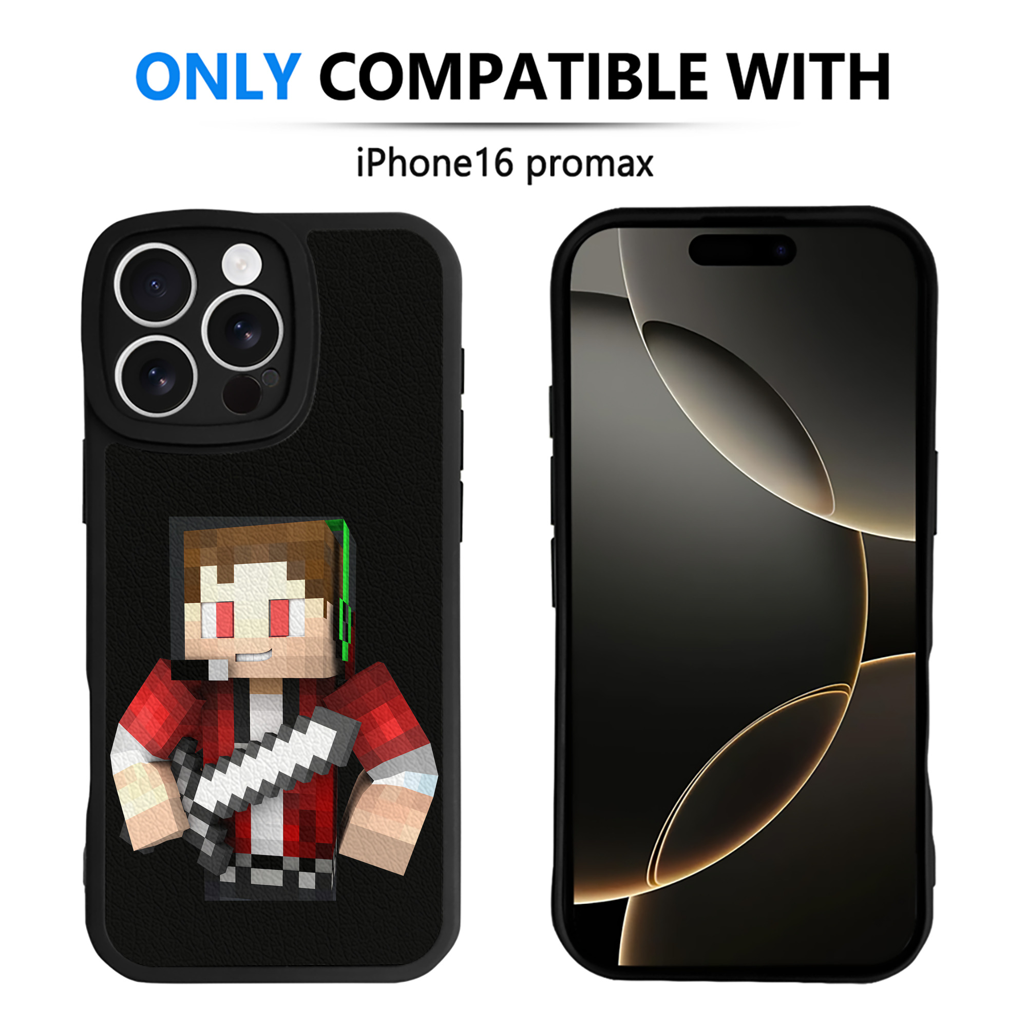 （画像用） マインクラフト ブロックの世界 Minecraft MC Block world 【iPhone 16シリーズ対応】シリコンスマホケース（レザー調） 材質：シリコン